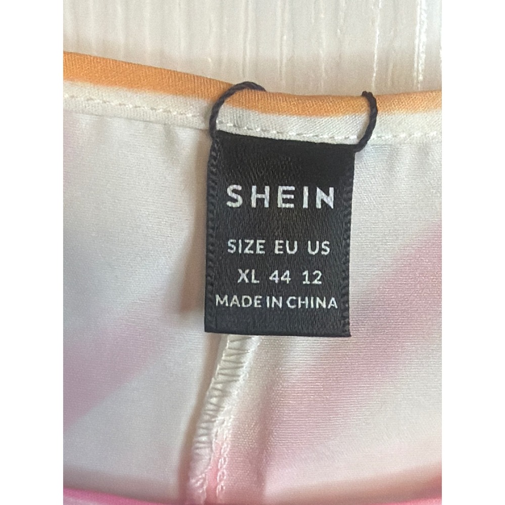 SHEIN LUNE Womens XL White Abstract Brushstroke Short Sleeve Blouse Top NEW - Picture 2 of 8